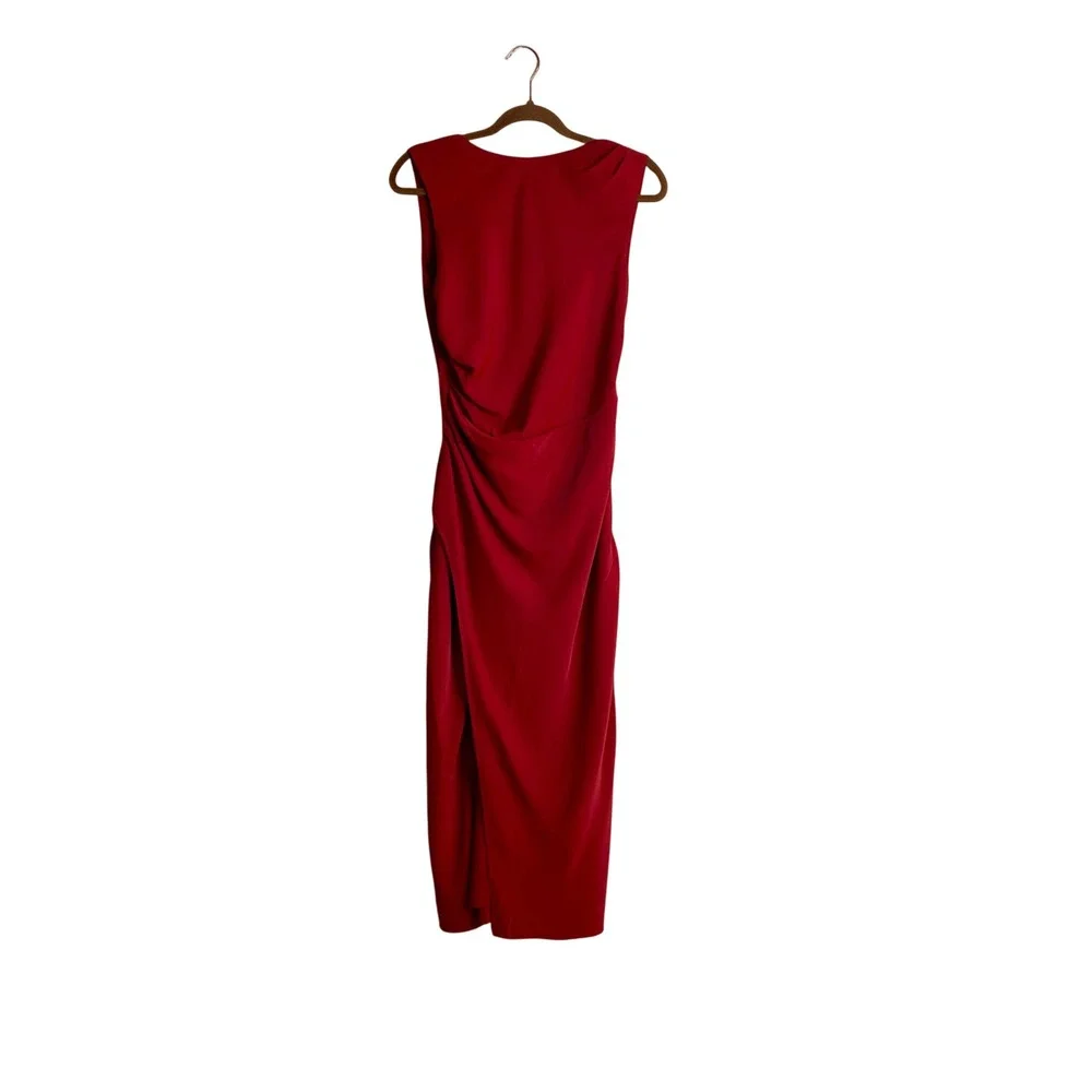 NWT Abercrombie & Fitch Red Backless Ruched Midi Dress Med Cocktail Formal Event